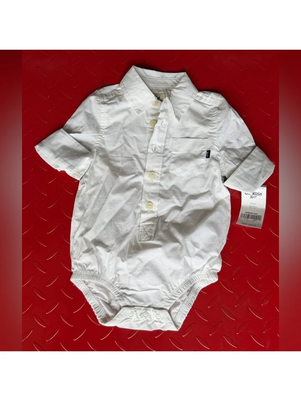 NWT 6 mos White Button-Up Baby Onesie